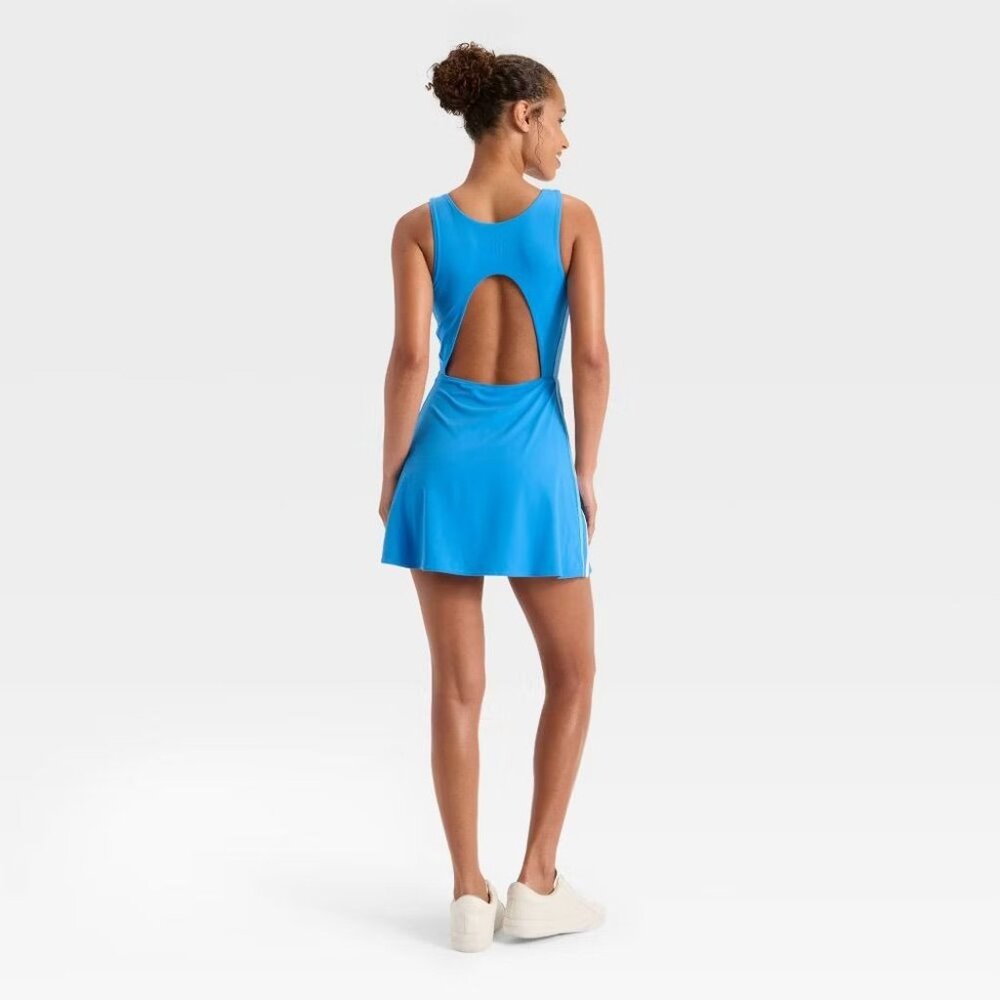 NEW JoyLab Knit Sporty Contrast Active Dress - Bright Blue Size Large - Picture 4 of 12